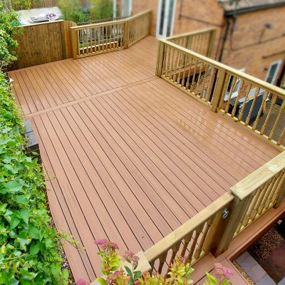 Raised composite decking area